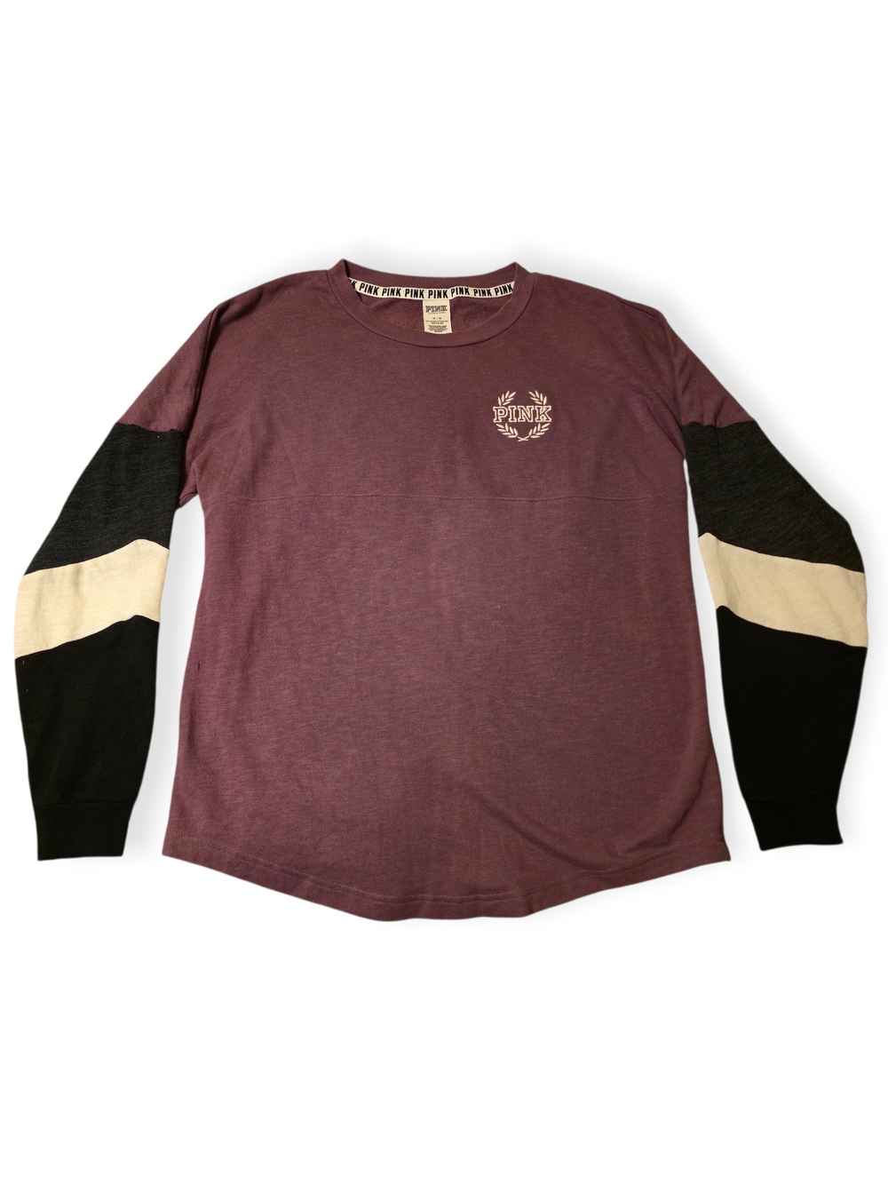 PINK Victoria’s Secret Burgundy Colorblock Crewneck Sweatshirt – Size M